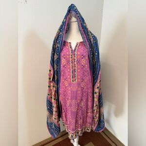 Bonanza Satrangi Pink & Blue 3 Piece Printed Suit Size 16